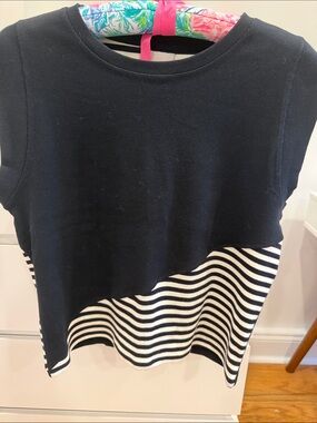 Maeve Black and White Two-Tone Striped Tank